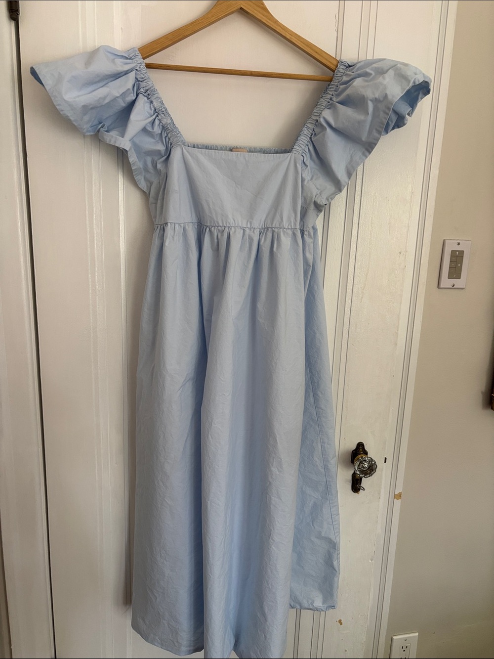 100% Cotton Light Blue Ruffle Sleeve Sundress